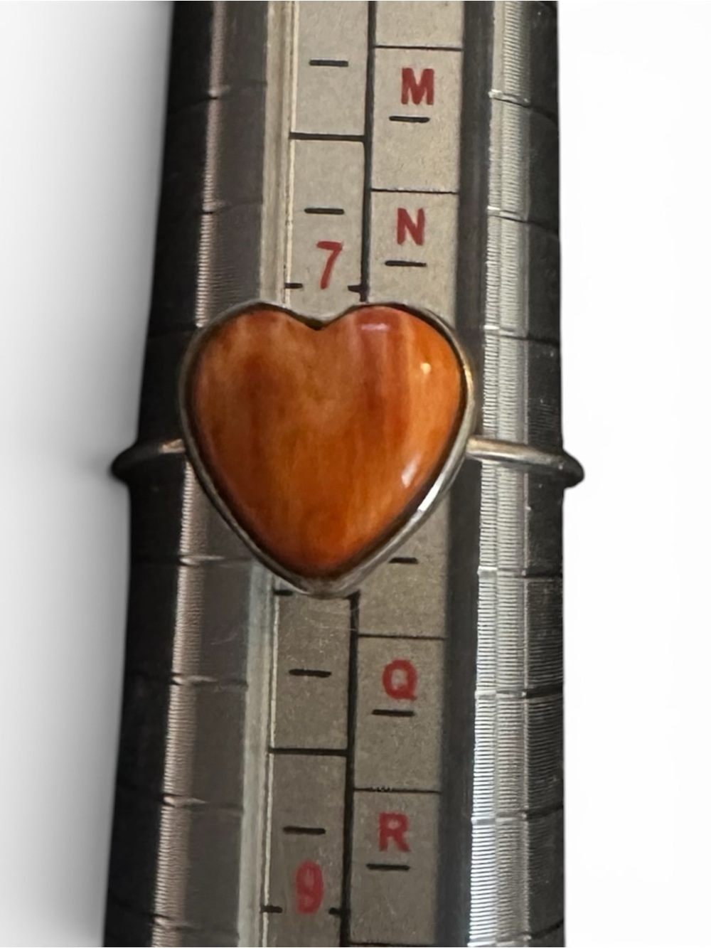 Orange Spiny Heart Sterling Silver Ring - 7.25 Women Jewelry